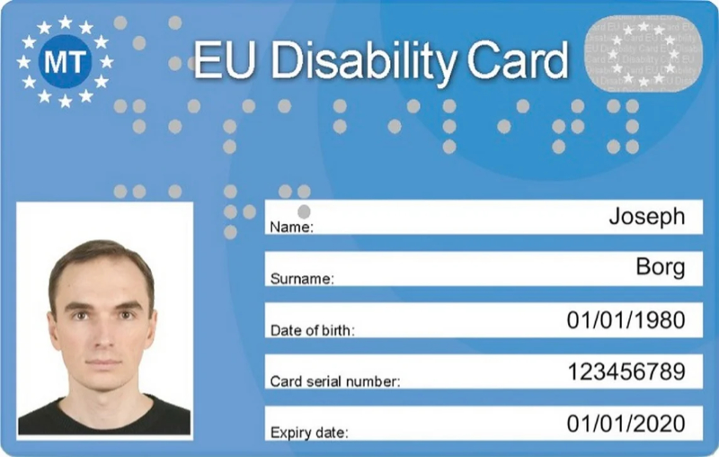 Iskaznica Europske komisije za osobe s invaliditetom, ilustracija.