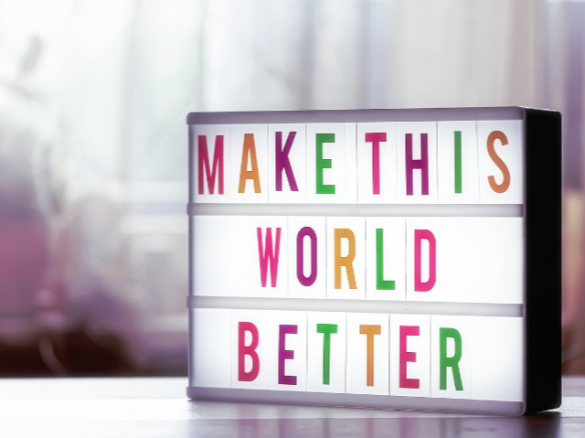 Natpis 'Učinimo svijet boljim', ilustracija.