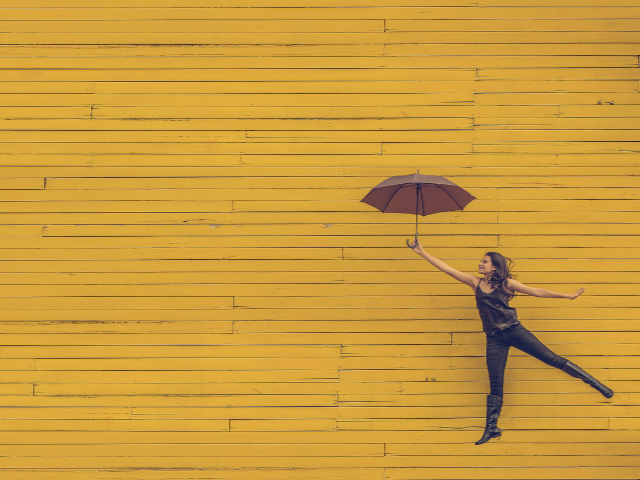 Žena s kišobranom, ilustracija.