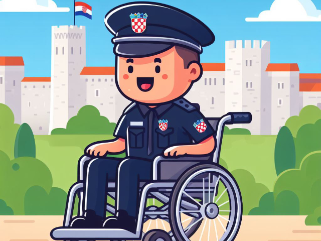 Policajac u kolicima, ilustracija.